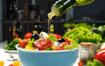 Ensalada canaria con aceitunas aliñadas y vinagreta de mojo rojo